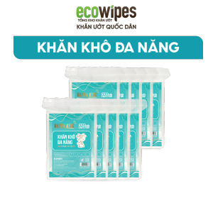 HÀNG CÔNG TY_Thùng 10 Túi Khăn Vải Khô Đa Năng Cho Bé Happy Kids Túi 270 Tờ Không Mùi Mềm Mịn Dai