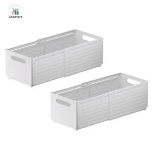 2Pcs Retractable Storage Box Stackable Multifunctional Organizer and Storage Bins Organisers Container Baskets for Kitchen Cabinets Wardrobes Bathroom