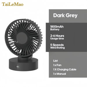 Portable Mini Fan Strong Wind Oscillating Silent Power Cordless Rechargeable Desktop Fan With Battery 5 Speed Digital Display Cooler Small Fan for Students Office Gifts