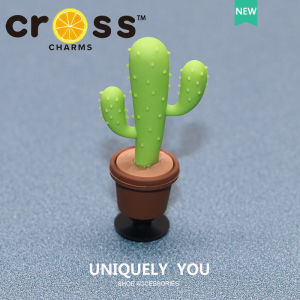 Jibbitz cross จิ๊บบิทซ์ ข้าม ดอกไม้ 3D หลุมรองเท้าหัวเข็มขัด กระถางแคคตัส ตัวติดรองเท้า cross