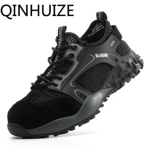 QINHUIZE new breathable safety shoes mens anti-smashing anti-puncture steel head protective mesh work safety boots