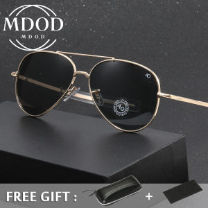 MDOD Aviator Sunglasses Gift Box AO Style Oval Metal Shade Glasses For Men Outdoor Pilot Sunglasses Comfortable Earpieces Riding Glasses