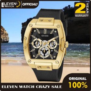 [Promo] Jam Tangan Pria Guess GW0202G1 Phoenix Black Dial Black Leather With Silicone Strap Original Garansi 2 Tahun [✔COD][100% Authentic]