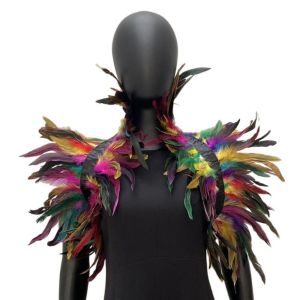 TRANQUIL HUT Gothic Feather Shoulder Cape Punk Natural Feather Feather Shawl Costume Neck Wrap Fake Collar Cosplay