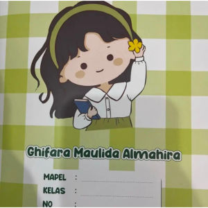 10 PCS SAMPUL BUKU AESTETIC CUSTOM NAMA DAN NAMA SEKOLAH