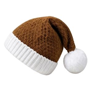 YIYU STUDIO Màu trơn Mũ len Giáng sinh Ấm áp Đậm đặc Mũ ông già Noel Đồ dùng cho các buổi tiệc lễ hội Pom Pom Phụ nữ