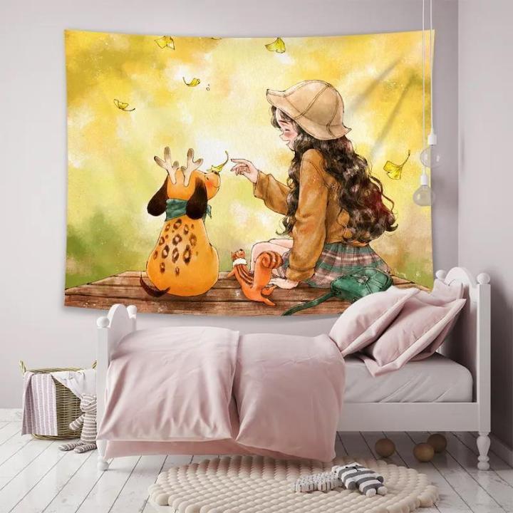 Forest Diary Tapestry Art Oil Painting Wall Decor Hanging Ins