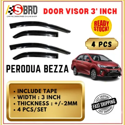 Perodua Bezza 2016-2025 Door Visor 3 Air Press Window Style Acrylic Wind Deflector (4PCS/SET)