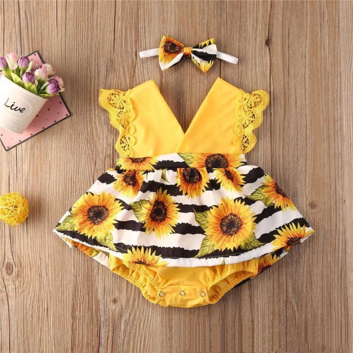 Girls' Summer Sleeveless Dresses Sunflower Flower Pattern Infant