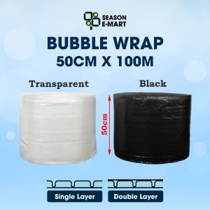 More Size BUBBLE WRAP SINGLE DOUBLE LAYER 100m BLACK CLEAR Air Bubble Wrap Borong Murah 50cm 33cm 25cm BW02C