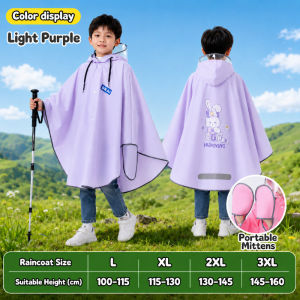 Kids Cartoon Raincoat Cape Style Thickened Eva Waterproof With Backpack Cover Adjustable Hat For School Cycling Riding