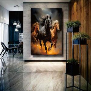 Hiasan Dinding Super Jumbo KUDA BERLARI 3 EKOR Media Kain Kanvas Premium