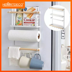 【Ready Stock】Kitchen Shelf Refrigerator Microwave Oven Side Rack Magnetic Suction Seasoning Fresh-keeping Bag Storage Rack