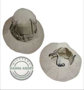 Topi Rimba Tactical BDU Velcro Crem Polos & Bonus Peat Rubber