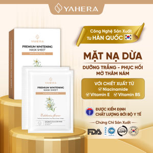 Hộp 10 mặt nạ dưỡng trắng thạch nước dừa tươi YAHERA Premium Whitening Mask Sheet dưỡng ẩm da 25g