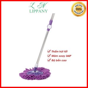 Cây lau nhà chính hãng cán inox mâm nhựa xoay 360