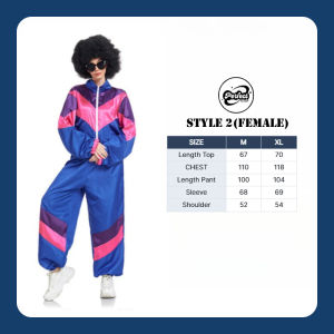 【Ready Stock🇲🇾】Mens 80s 90s Retro Tracksuit Vintage Style Color Block Sportswear Adult Funky Party Jogging Suit - 366