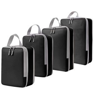 Lightweight 4 Set Compression Packing Cubes for Travel Organizers and Luggage Storage in Durable Nylon Material