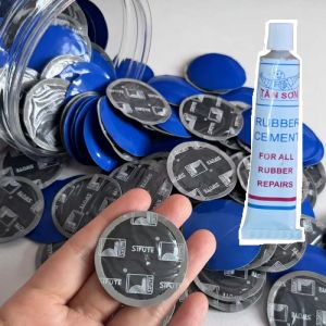 Bộ 11 Món Vá Xe Bằng Miếng Vá Tự Dính Tròn 32mm Và Tuýp Keo Hỗ Trợ Bịt Kín Dễ Sử Dụng Tiện Lợi Đa Năng Khi Tự Vá