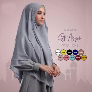 HIJAB NIQAB CANTIK SITI AISYAH VARIAN ABU / NIQAB SIMPLE PET / NIQAB MALAYSIA / KERUDUNG KHIMAR / DAILY JILBAB