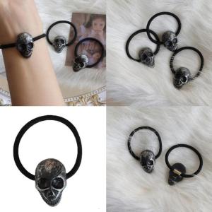 Vintage Skull Hairband for Women Halloween Punk Style Hair Rope Elastic Headband Adult Ponytail Holder Head Accessories
