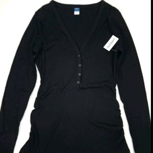 Baju Hamil ONT027 ODN Maternity Fitted Longsleeve Ribknit Vneck Henley Top Branded