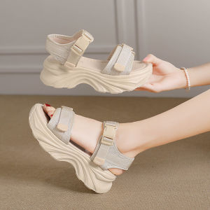[Free Shipping] WomenS Summer Sports Sandals 2026 New Style WomenS Wedge Heel White Platform Shoes With Velcro Closure