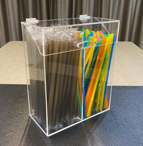 กล่องใส่หลอด 2 ช่อง แบบมีฝาปิด อะคริลิคสีใส