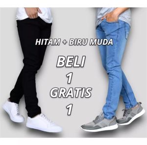 Rekomendasi Celana Jeans Pria BELI 1 DAPAT 2 Celana Panjang Jeans Denim Pria Cowo Cowok Lelaki Dewasa Bahan Ngaret Model Pensil Slim Fit Size 26-38 Warna Hitam Abu abu Biru Kualitas Premium Harga Lokal Temukan Hanya Di TOKO NANGKON