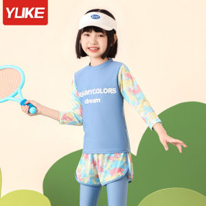Bộ Đồ Bơi Trẻ Em YLIKE Dài Tay 3 Chi Tiết Đồ Bơi Cho Bé Gái Quần Áo Bơi Cho Bé Gái