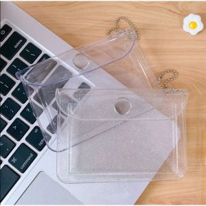 Women Transparent Glitter Waterproof PVC Card Wallet Case Business Card Holder Credit ID Card Case