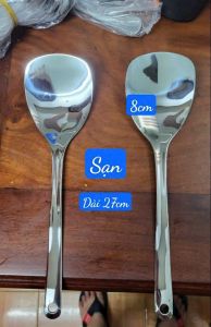 Xẻng Lật Inox Chiên Xào Sạn Inox Chiên Xào inox 304 Tay Dài 27cm Đồ Dùng Nấu Ăn Nhà Bếp Tiện Dụng.
