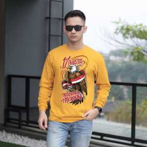 FOREVER KAOS LENGAN PANJANG PRIA BAHAN KATUN 24S MOTIF GARUDA INDONESIA