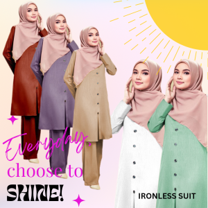 IRONLESS SUIT PUSPA WITH POCKET WARDA SET MUSLIMAH CEY CREPE LONG BLOUSE WITH PANTS PLUS SIZE (S-2XL) BAJU KURUNG BERPOKET /NURSING FRIENDLY/FORMAL/CASUAL WEAR/MODEST FASHION