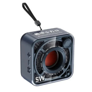 ลำโพงบลูทูธไร้สายรูปสี่เหลี่ยมเล็กโปร่งใสแบบมือถือการ์ตูนย้อนยุค ใส่การ์ด ชาร์จ USB Type-C 5.1