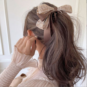Minwen 2022 New Ribbon Bow Banana Clip Cute Hair Pins Barrette Women Hair Accessories Fashion Solid Color Elegant Hair Claw