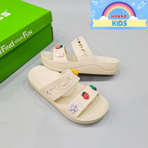 Dép Cross Nữ 2 Quai Ngang Dập Chữ Xăng Đan Lê Cros Baya Platform Sandal 3cm Croc HannaKids chống trơn trượt êm chân hàng xuất khẩu