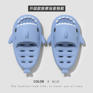 [Free Shipping] Fishbone Hollow-Out Bathroom Slippers For Women Summer Non-Slip Quick-Dry CoupleS Thick-Soled Bathing Sandals MenS Shark EVA Slippers