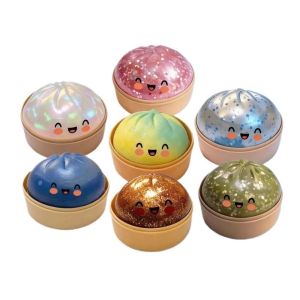 MICACOH Dumpling-Shaped Dumpling Squishes Glittering Giant Rainbow Bun Sensory Balls For Relax Pinch Soft Squishy Toy Adults  Kids