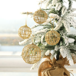 【TaroBall】6Pcs/Set Big Size Christmas Balls Gold Christmas Tree Balls Hanging Pendants Xmas Ornaments Party DIY Room Decor Christmas Decorations for Home Gifts