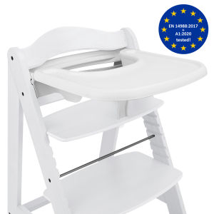 509 Crew Sky Baby High Chair in Sky Wooden Chair: White - Made of Hard German Beechwood Kids Furniture Adjustable Seat & Footrest Ages 3+ Up to 90kg