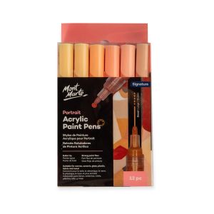 Mont Marte Portrait Acrylic Paint Pens Broad Signature 12pc