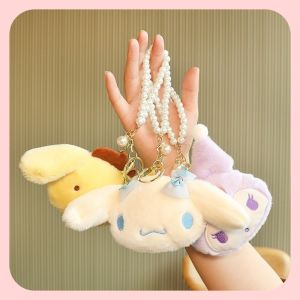 Sanrios Melody Kuromi Keychain Anime Cinnamoroll Plush Keychains Children Kawaii Plushies Doll Pendant Keyring Girls Gift Bag