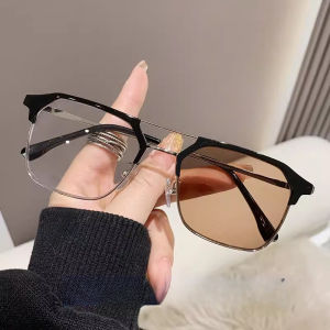 JN IMPRESSION Chống Đèn xanh dương photochromic kim loại CẦU đôi kính thời trang của nam giới cá nhân hoàn thành mắt kính cận