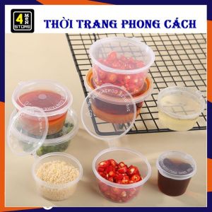 Lốc 50 Hũ Đựng Sốt Nước chấm Nước Tương Gia Vị 50ml Có Nắp Liền Dùng 1 Lần - Chén Đựng Sốt Caramen Nắp Liền Đậy Kín - Hủ Nhựa Hộp Nhựa Đựng Panna Cotta