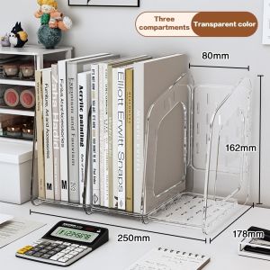 Happihaus Transparent Desktop Storage Rack File Organizing Divided Display Bookshelf Space Saving