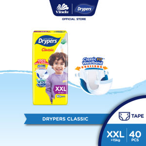 Drypers Classic Baby Diapers NB78/ S70/ M54/ L50/ XL44/ XXL40 (1 Pack)