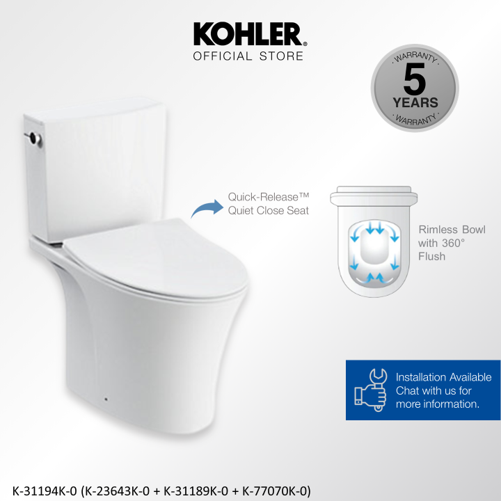 [Bulky] KOHLER Veil Rimless Two-Piece Toilet, Slim & Double Injection ...