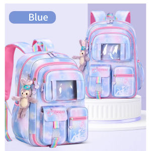 กระเป๋านักเรียนสีลูกกวาดไล่เฉด ความจุขนาดใหญ่ มีช่องเก็บของหลายช่อง กันน้ำ ดีไซน์เป้น้ำหนักเบา เหมาะสำหรับนักเรียนชั้นประถมศึกษา