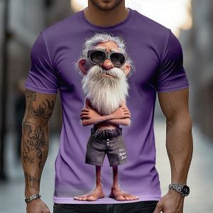 [Local Stock] VCC Mens Ombre Old Man T Shirt Short Sleeve T shirt 3D Print Crew Neck Shirt Funny Casual Daily Street Spring Summer Mens Clothing